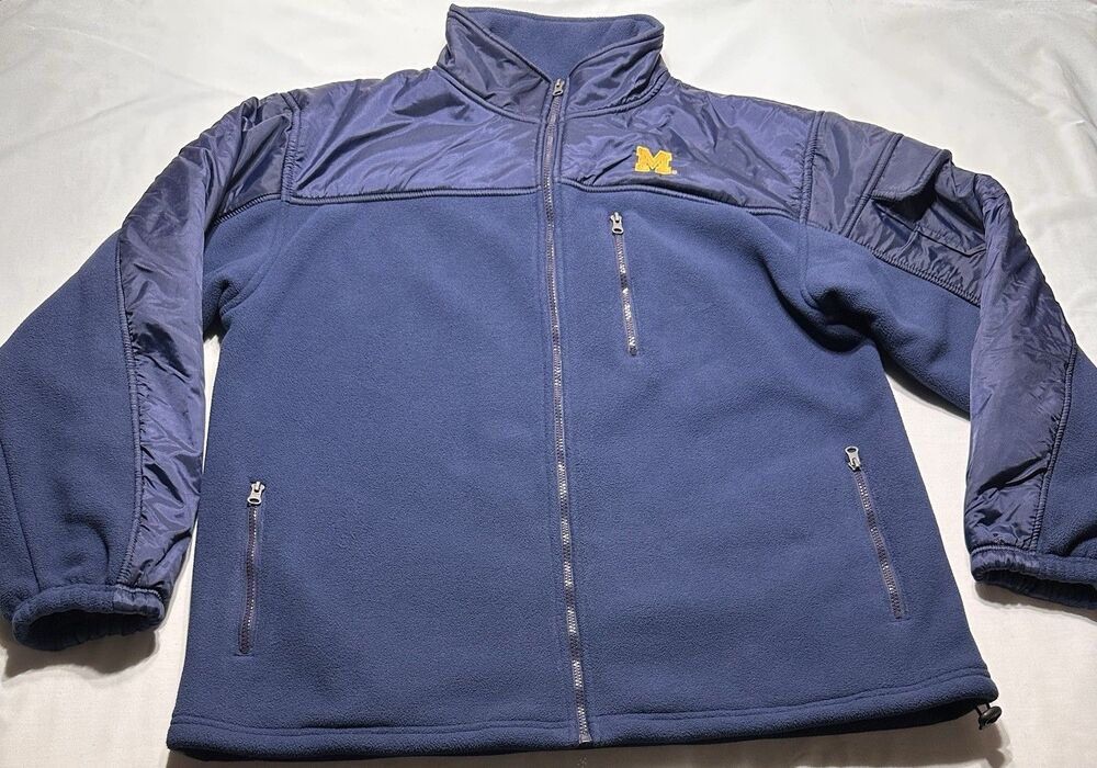 Michigan Wolverines Men’s Full Zip Fleece Jacket Navy NCAA By KA Inc Size XL